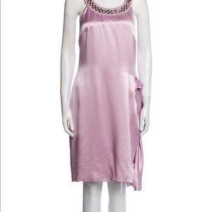 Authentic GIANNI VERSACE Elegant Lilac Silk Knee-Length Dress NWT